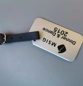 Aluminum Luggage tag with leather bag